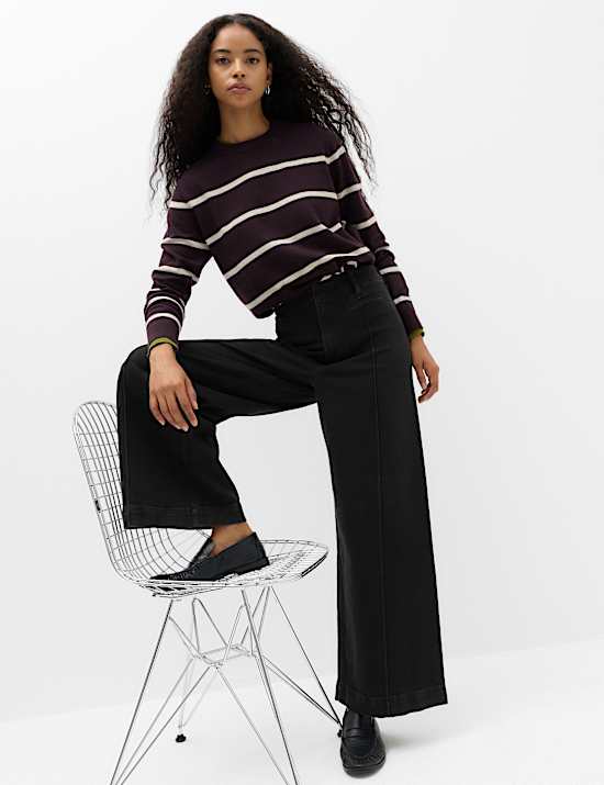High Waisted Pintuck Ankle Grazer Jeans
