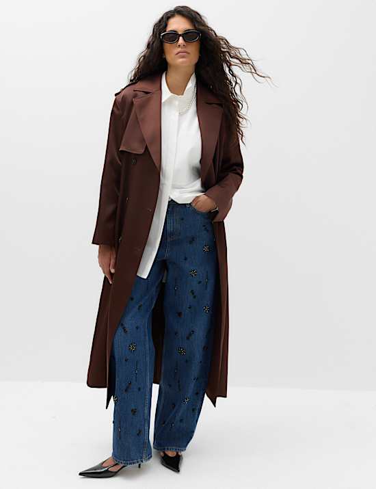 High Waisted Embellished Barrel Jeans