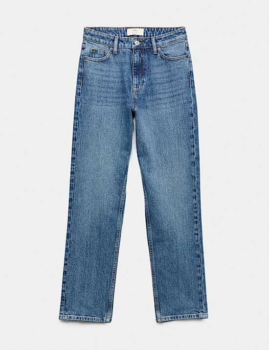 Jeans hasta el tobillo de pierna recta y tiro medio