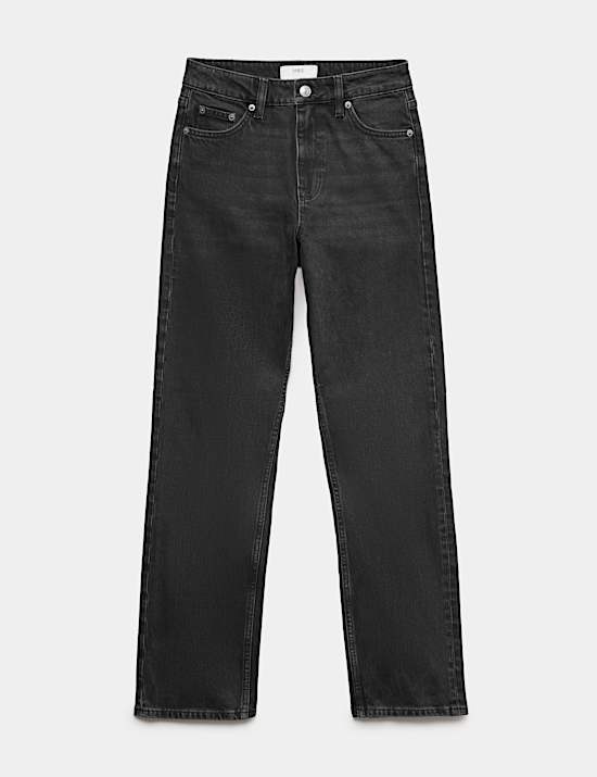 Jeans hasta el tobillo de pierna recta y tiro medio