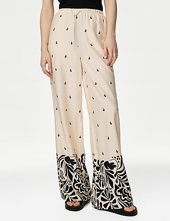 Printed Wide Leg Trousers