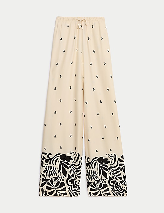 Printed Wide Leg Trousers