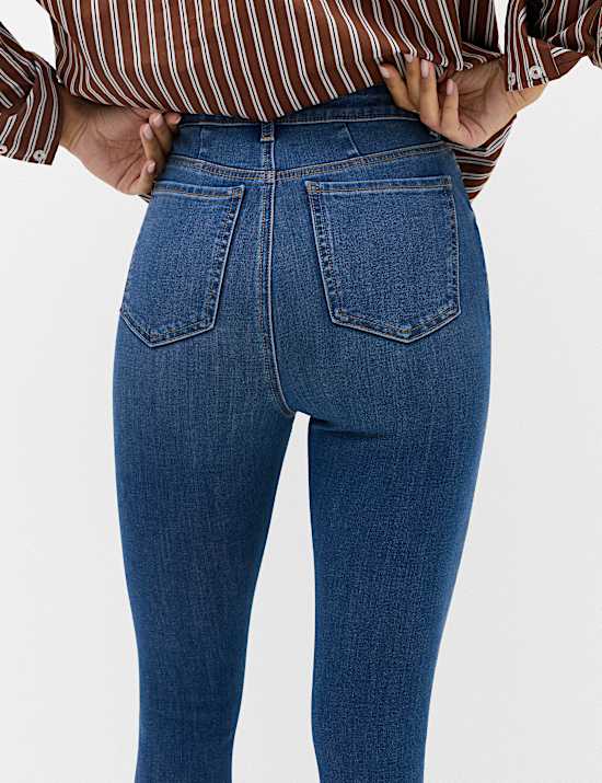 Cotton Rich High Waisted Skinny Trousers
