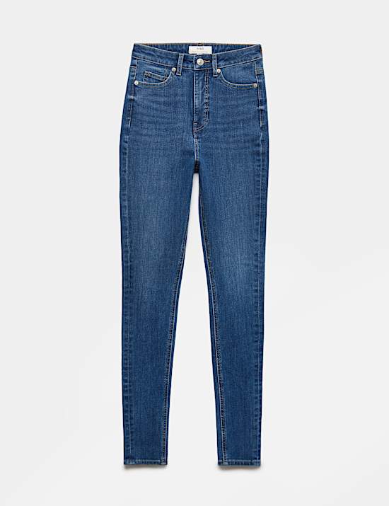 Cotton Rich High Waisted Skinny Trousers
