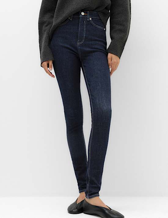 Cotton Rich High Waisted Skinny Trousers