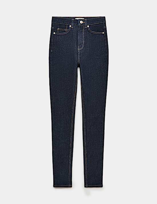Cotton Rich High Waisted Skinny Trousers