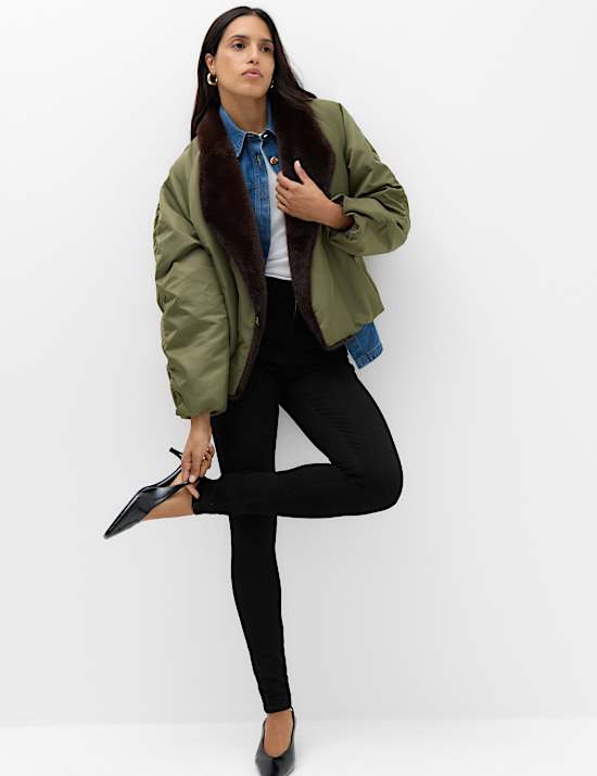 Cotton Rich High Waisted Skinny Trousers