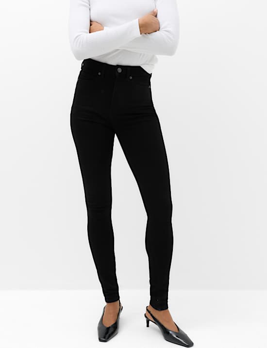 Cotton Rich High Waisted Skinny Trousers