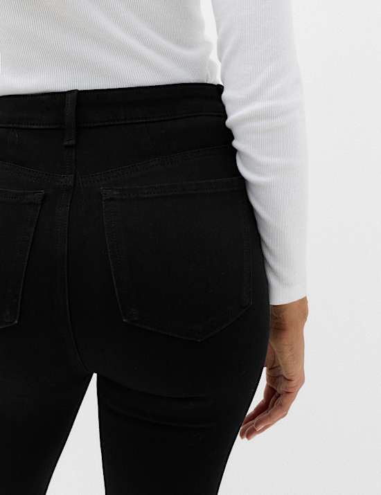 Cotton Rich High Waisted Skinny Trousers