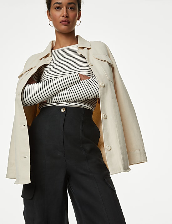 Pure Linen Cargo Trousers