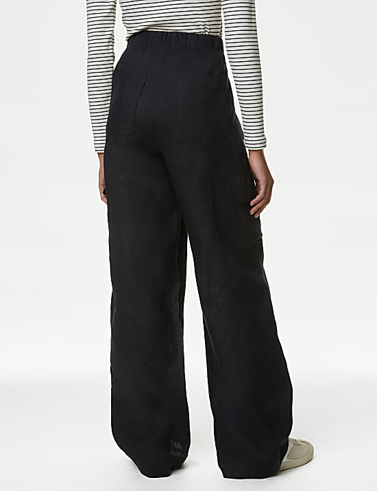 Pure Linen Cargo Trousers