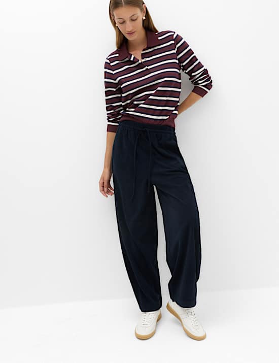 Cord Pull On Barrel Leg Trousers