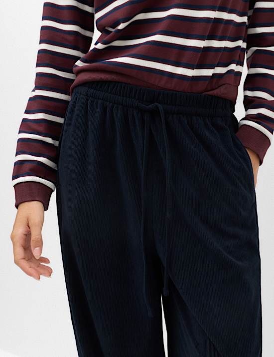Cord Pull On Barrel Leg Trousers