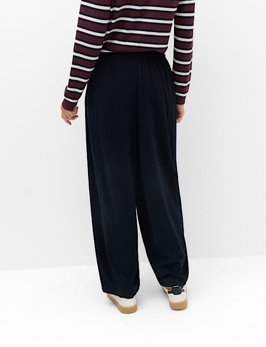 Cord Pull On Barrel Leg Trousers
