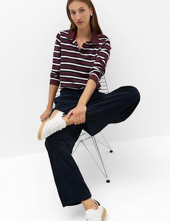 Cord Pull On Barrel Leg Trousers