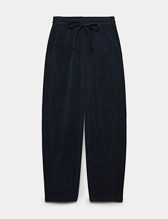Cord Pull On Barrel Leg Trousers