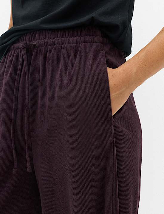 Cord Pull On Barrel Leg Trousers