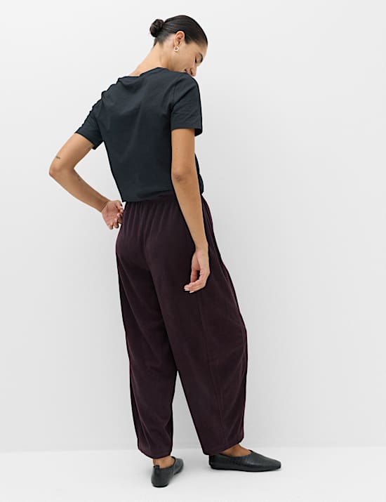 Cord Pull On Barrel Leg Trousers