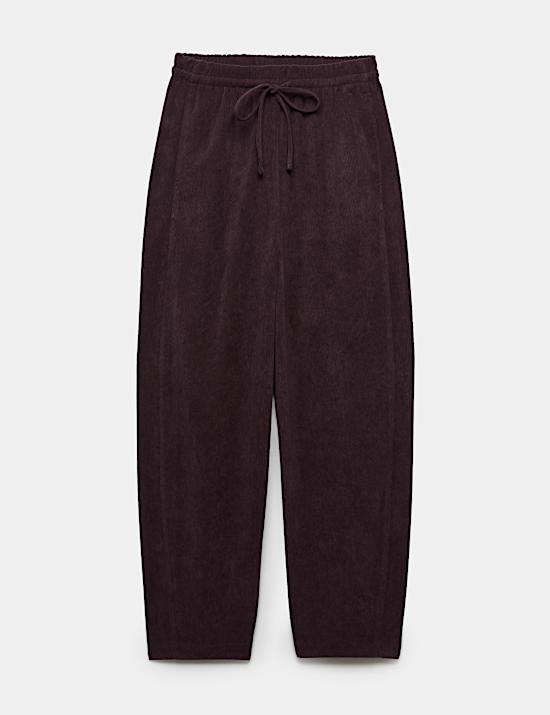 Cord Pull On Barrel Leg Trousers