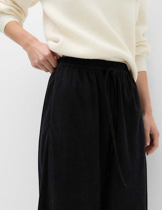 Cord Pull On Barrel Leg Trousers