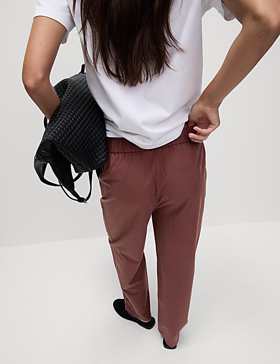 Pure Cotton Poplin Straight Leg Trousers