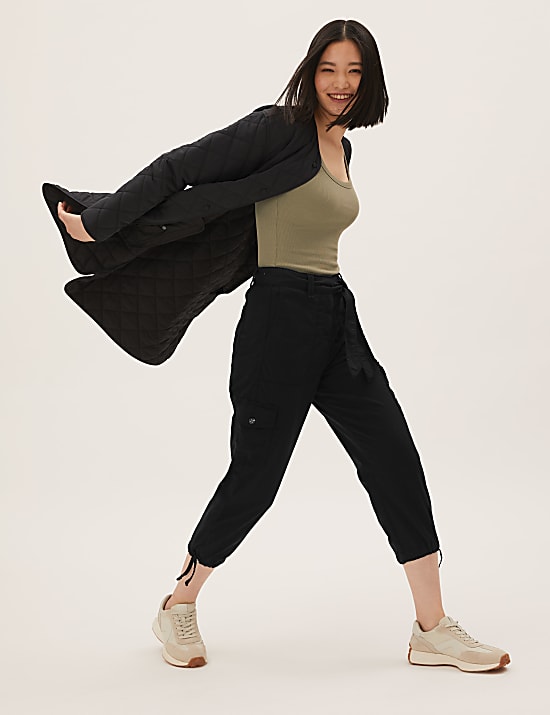 Tencel&trade; Rich Cargo Tapered Cropped Trousers