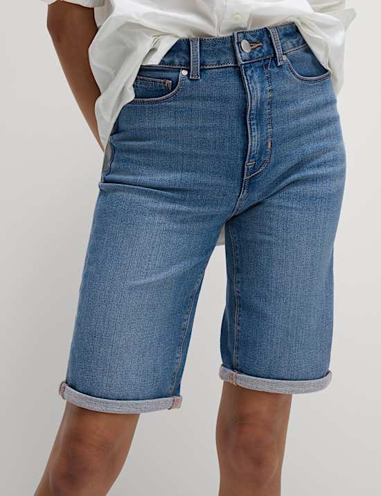 Cotton Rich High Waisted Magic Denim Shorts