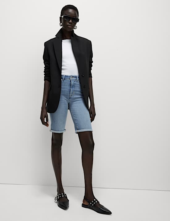 Cotton Rich High Waisted Magic Denim Shorts