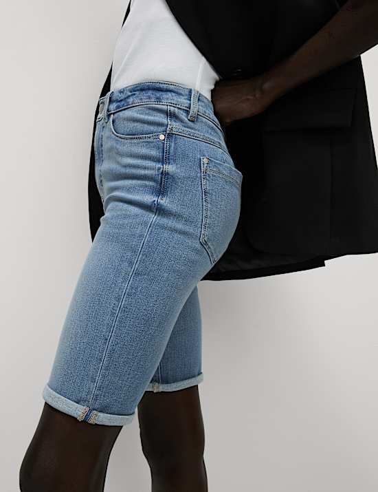 Cotton Rich High Waisted Magic Denim Shorts