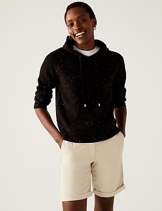 Short chino en coton à motif teinté