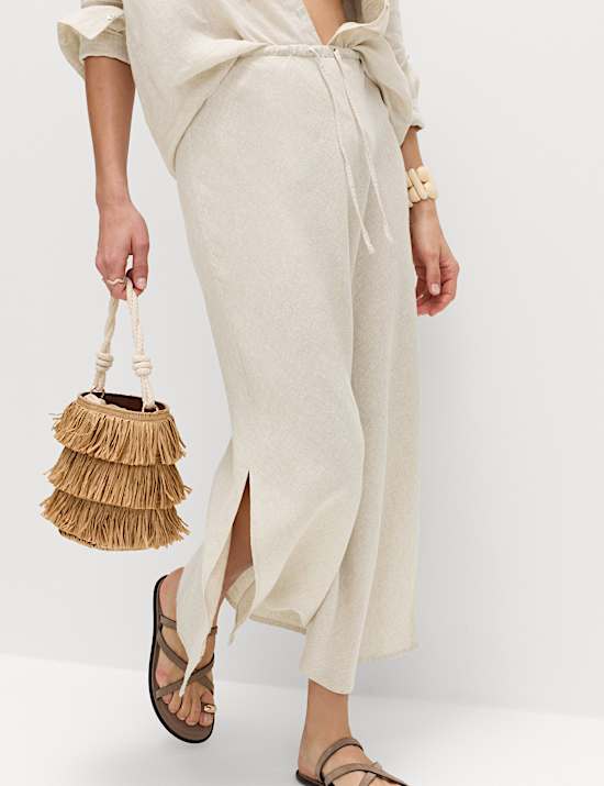 Linen Rich Maxi A-Line Skirt