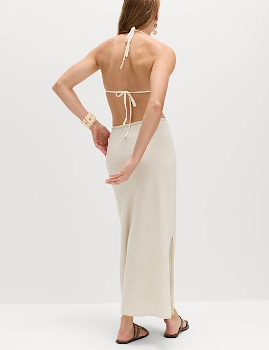 Linen Rich Maxi A-Line Skirt