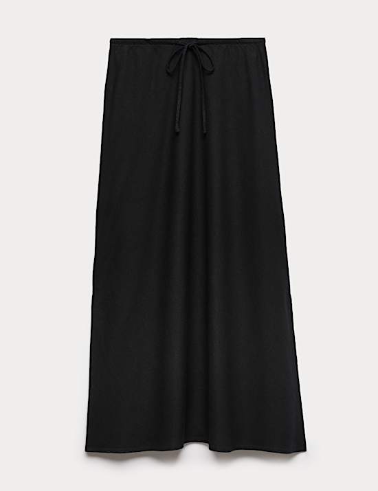 Linen Rich Maxi A-Line Skirt