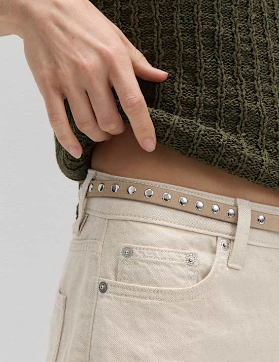 Denim High Waisted Jorts with Linen