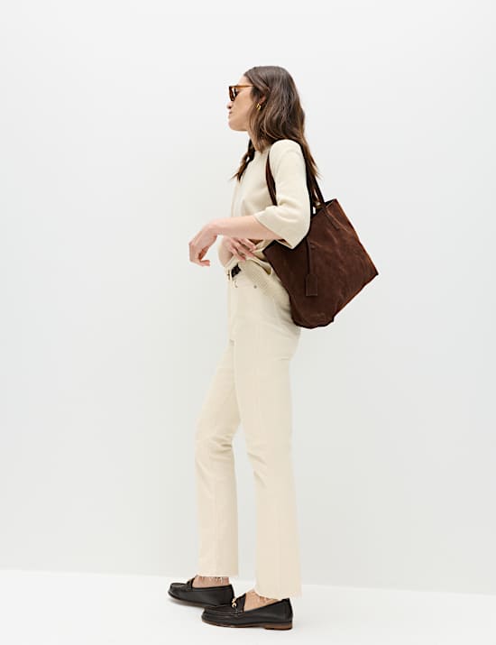 High Waisted Frayed Kickflare Jeans