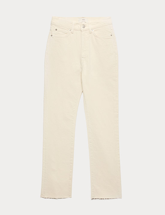 High Waisted Frayed Kickflare Jeans