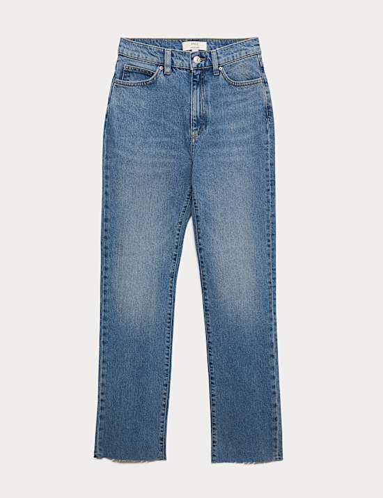 High Waisted Frayed Kickflare Jeans