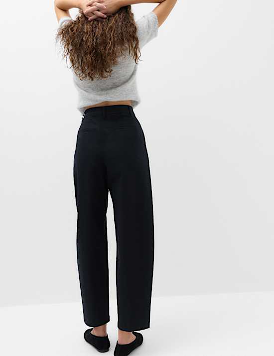 Cotton Rich Crease Front Barrel Leg Chinos