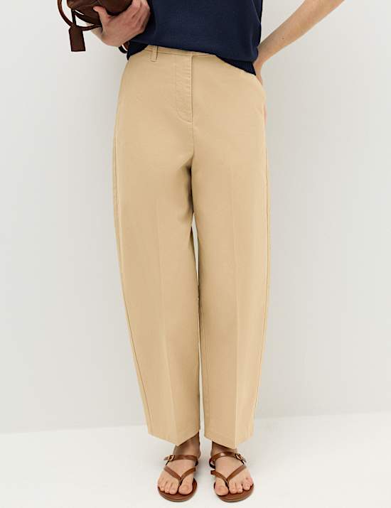 Cotton Rich Crease Front Barrel Leg Chinos