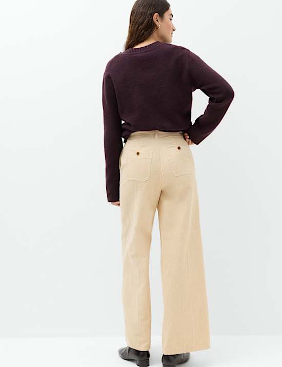 Pure Cotton Cord Wide Leg Trousers