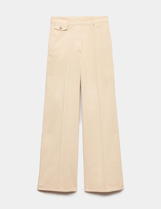 Pure Cotton Cord Wide Leg Trousers