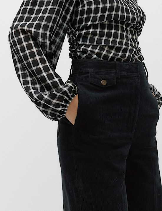 Pure Cotton Cord Wide Leg Trousers