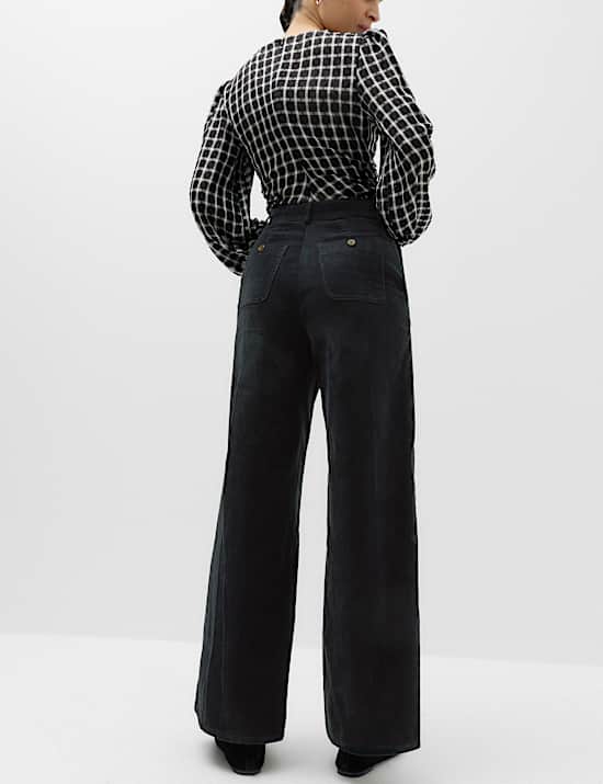 Pure Cotton Cord Wide Leg Trousers