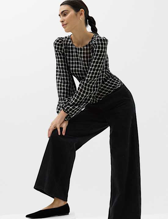 Pure Cotton Cord Wide Leg Trousers