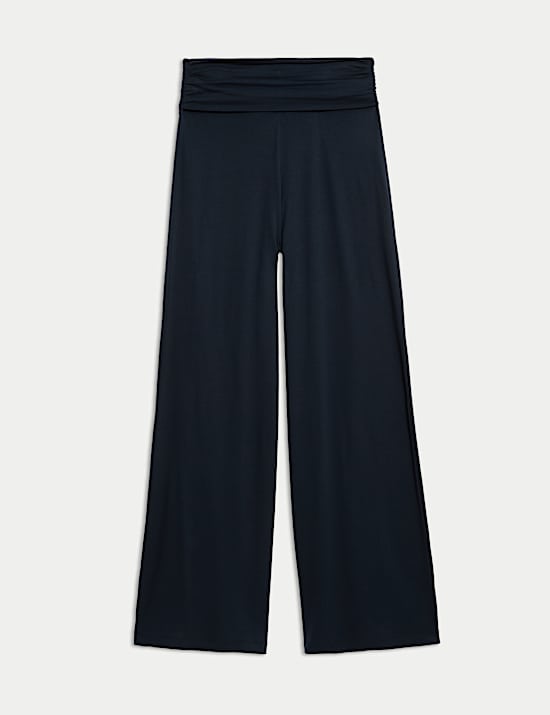 Jersey Pull On Fold Over Wide Leg Trousers