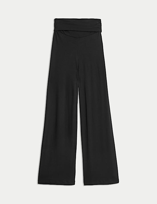 Jersey Pull On Fold Over Wide Leg Trousers