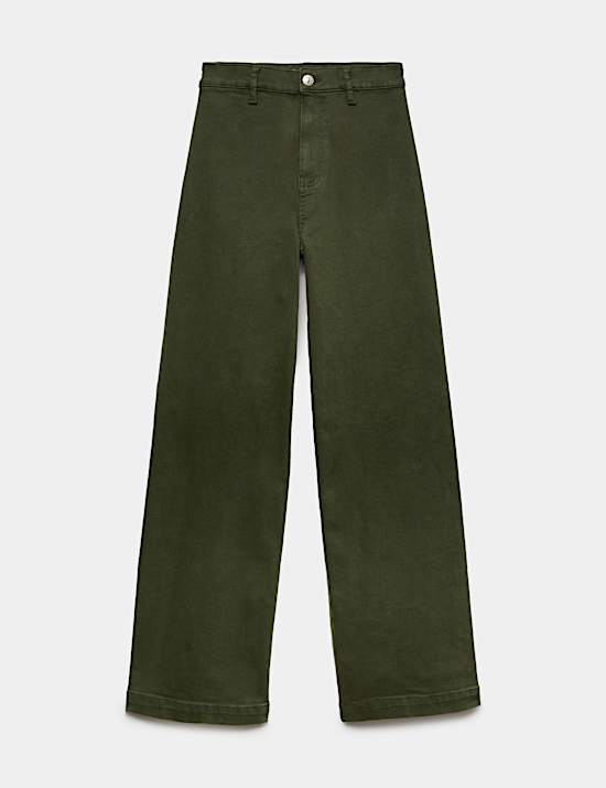 High Waisted Wide Leg Ankle Grazer Jeans