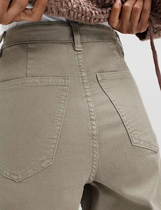 High Waisted Wide Leg Ankle Grazer Jeans