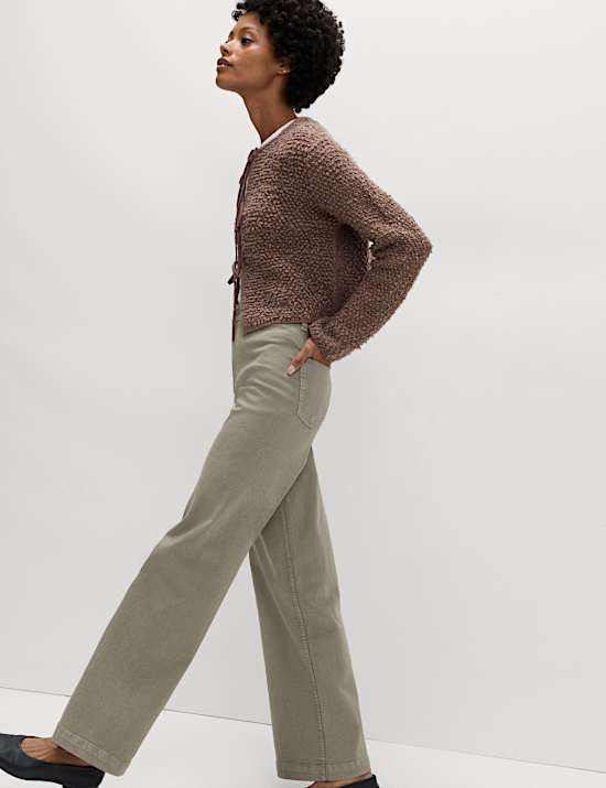 High Waisted Wide Leg Ankle Grazer Jeans