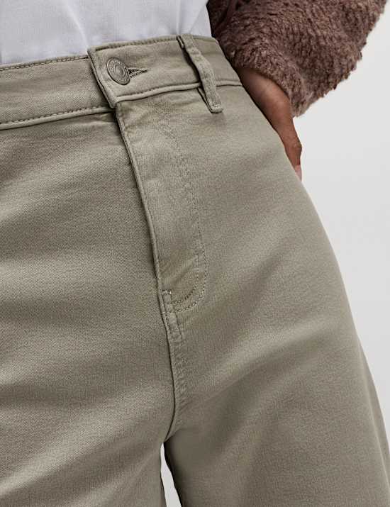 High Waisted Wide Leg Ankle Grazer Jeans